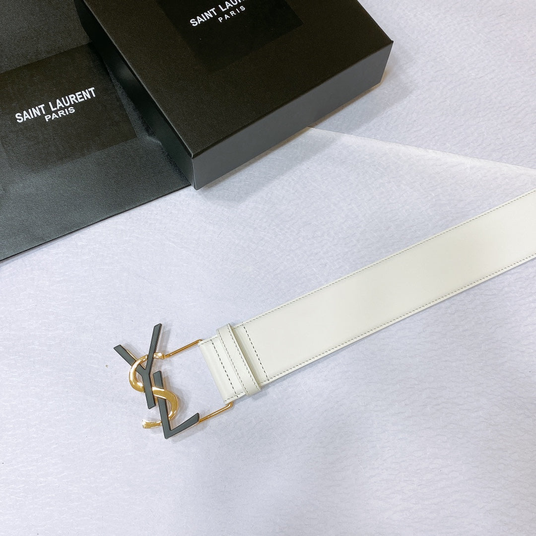 Saint Laurent Monogram Buckle Leather Belt