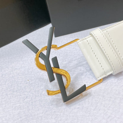 Saint Laurent Monogram Buckle Leather Belt