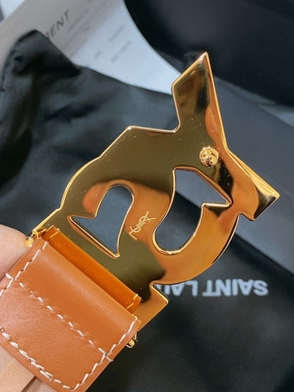 Saint Laurent YSL Lettering Buckle Leather Belt