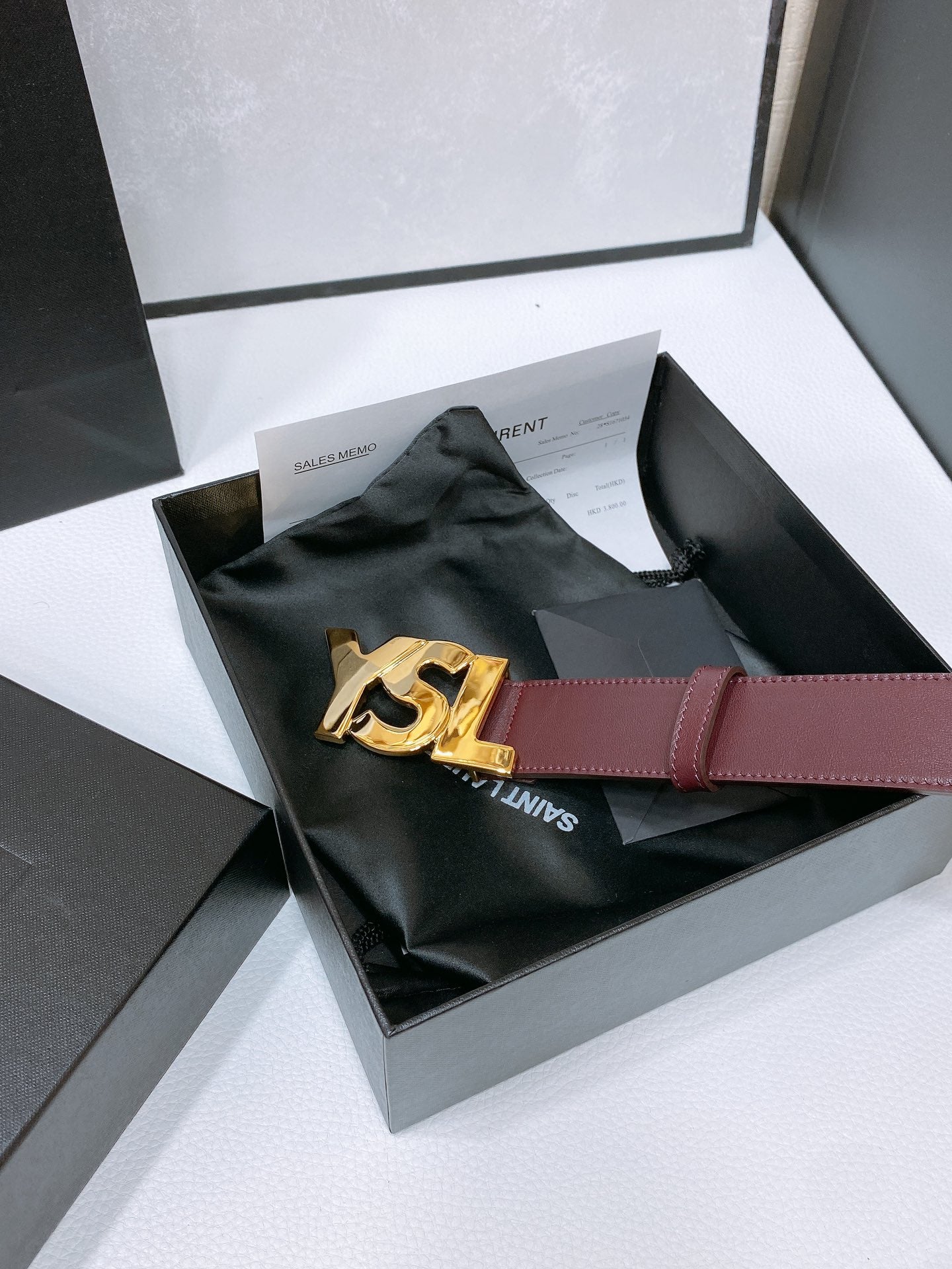Saint Laurent YSL Lettering Buckle Leather Belt
