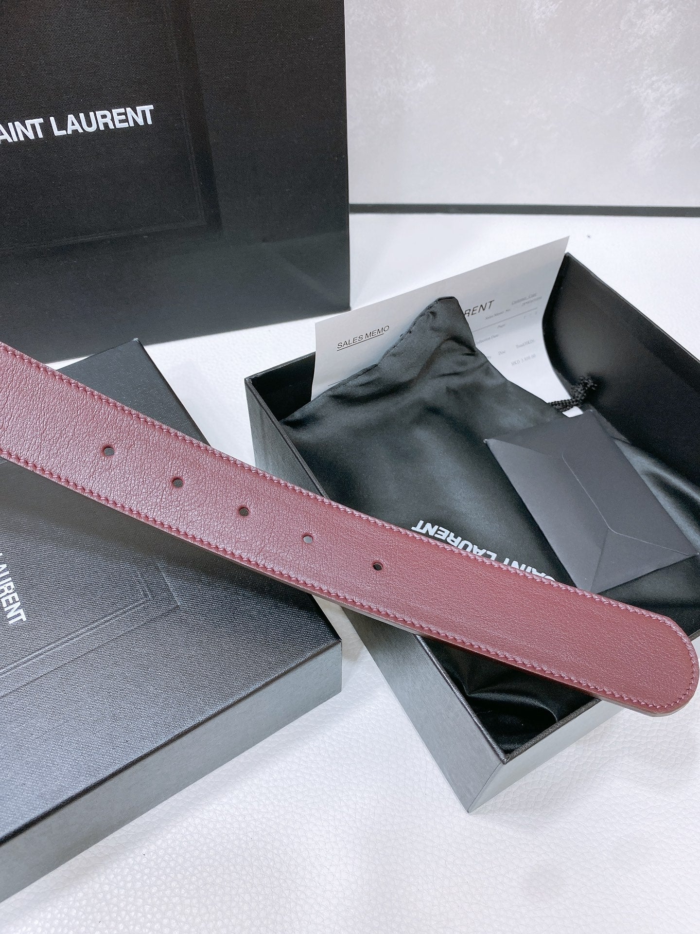Saint Laurent YSL Lettering Buckle Leather Belt