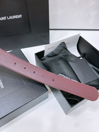 Saint Laurent YSL Lettering Buckle Leather Belt