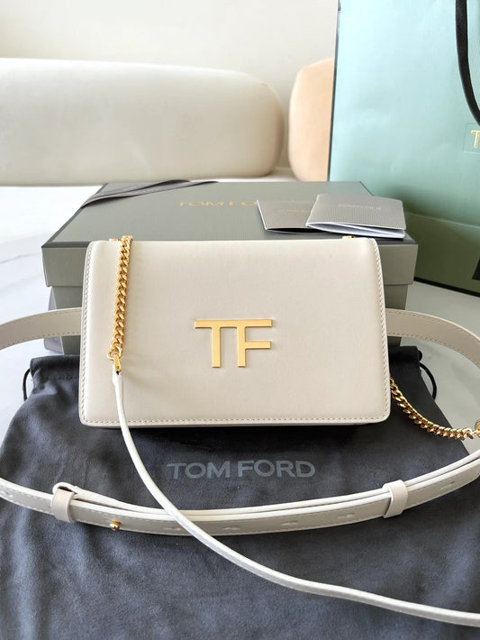 Tom Ford Mini Patent Leather Crossbody Bag - White