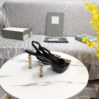 Tom Ford Metallic Croc-Effect Padlock Buckle Slingback Heels