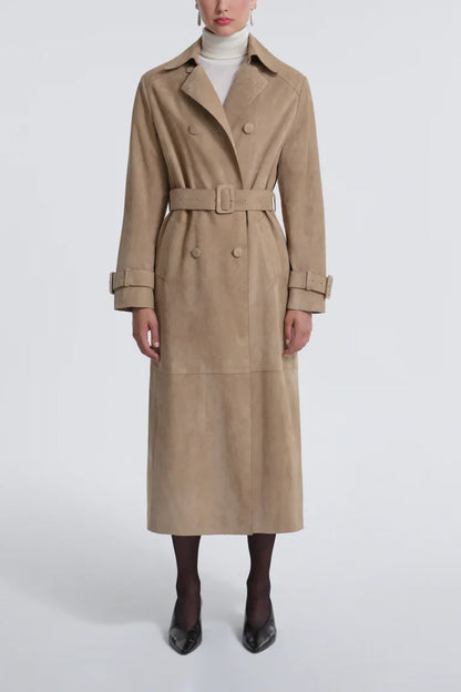 Tate Suede Sable Trench Coat