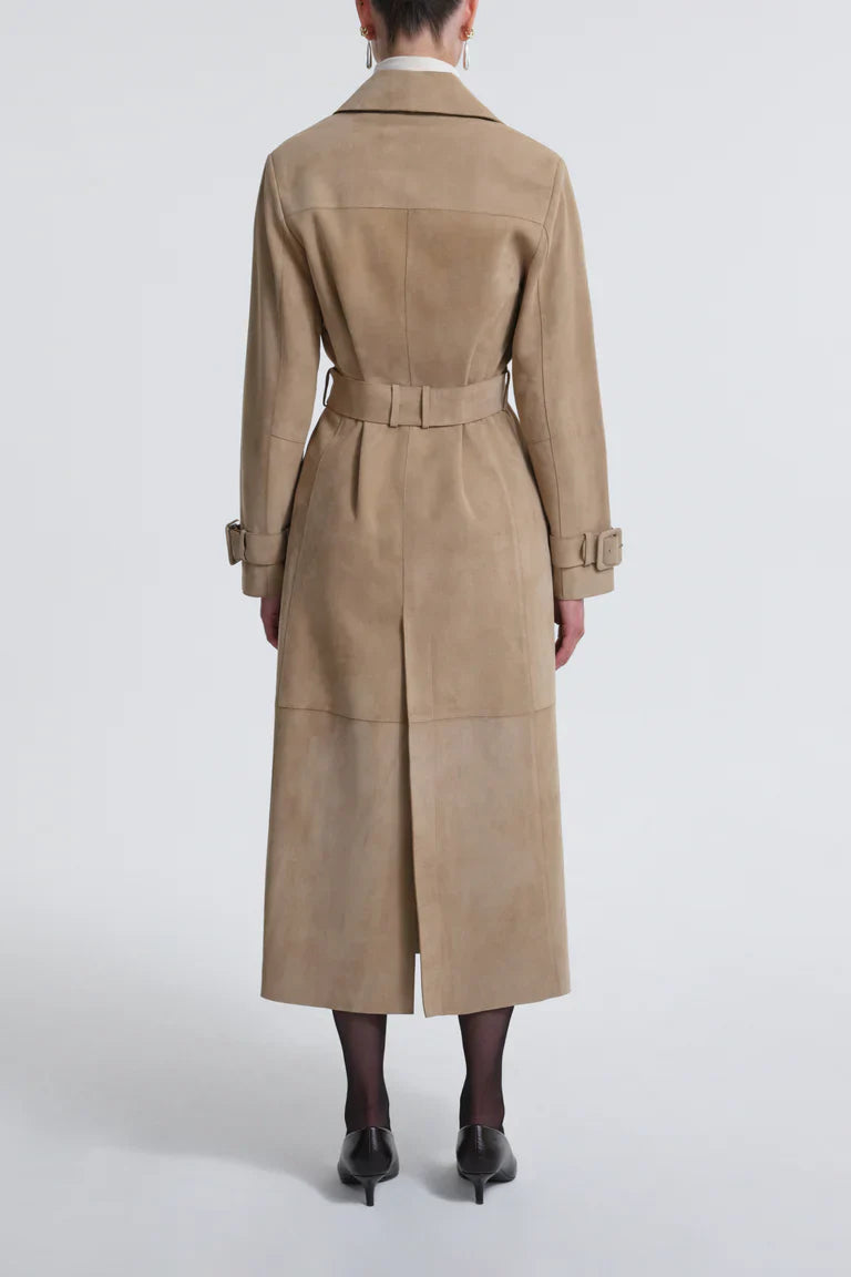 Tate Suede Sable Trench Coat