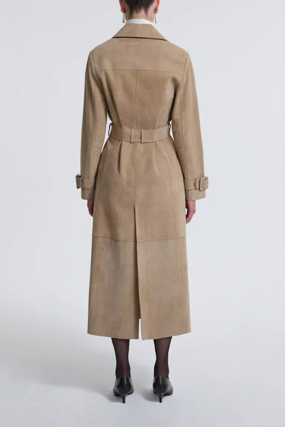 Tate Suede Sable Trench Coat