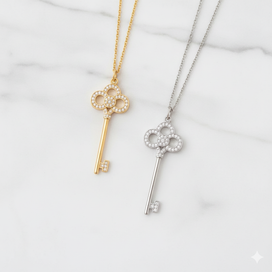 Tiffany & Co. Fleur de Lis Key Pendant with Diamonds