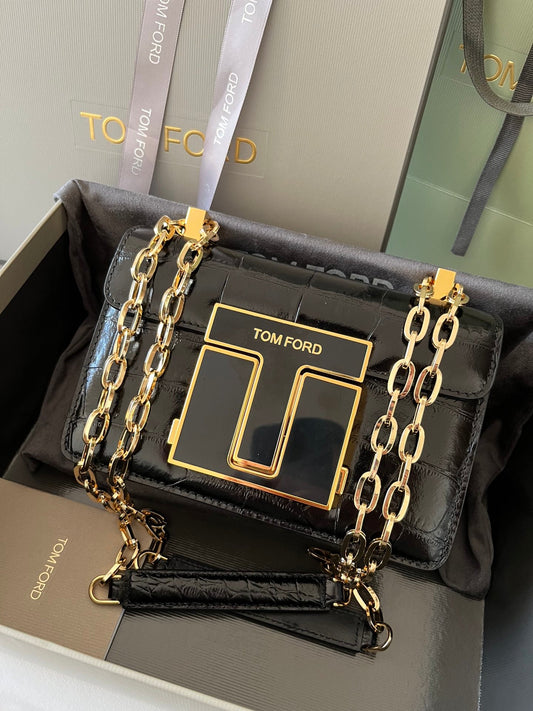 Tom Ford 001 Crocodile-Embossed Chain Shoulder Bag