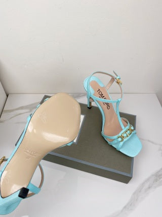 Tom Ford Chain-Embellished Metallic Snakeskin Sandals