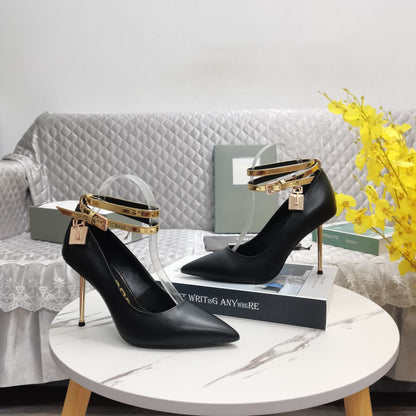 Tom Ford Pointed-Toe Stiletto Sandals - Golden Strap