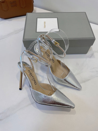 Tom Ford Metallic Padlock Slingback Pumps