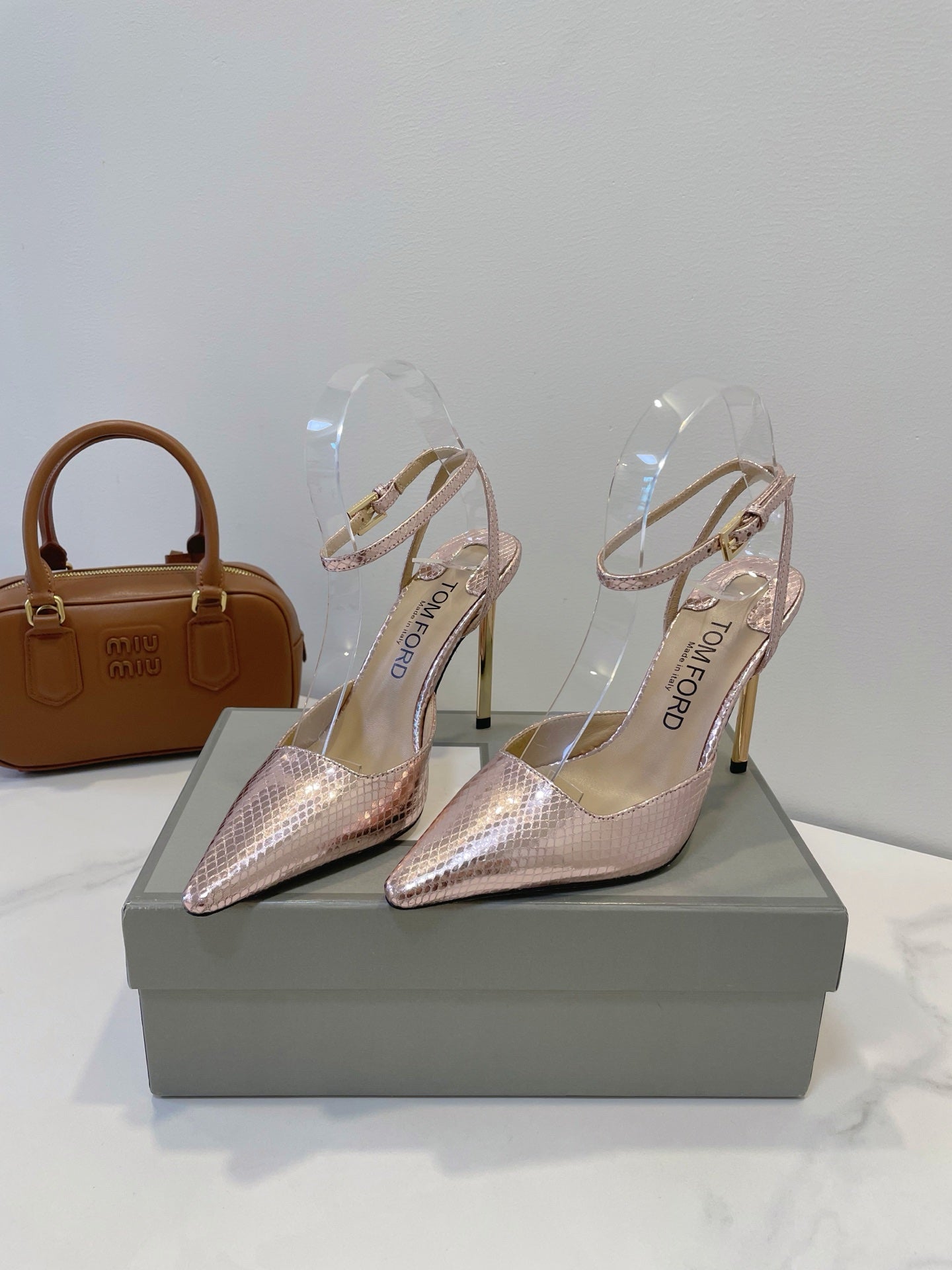 Tom Ford Metallic Padlock Slingback Pumps