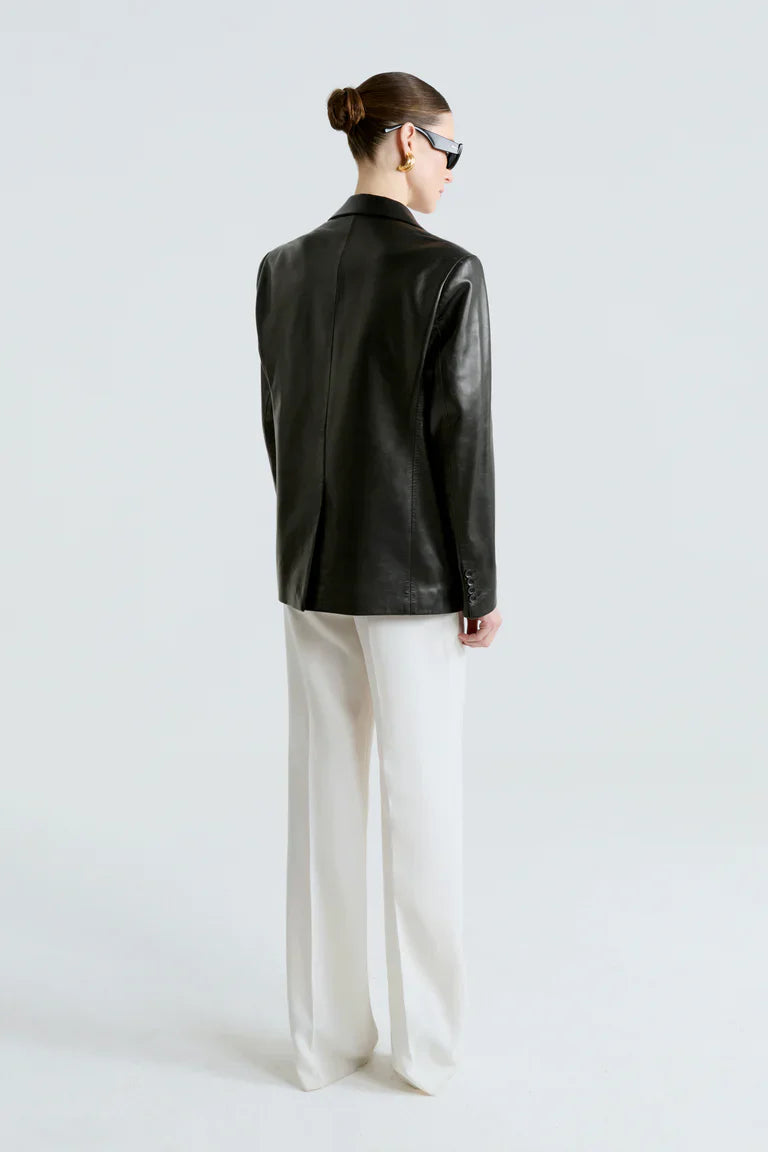 Valeria Black Leather Blazer