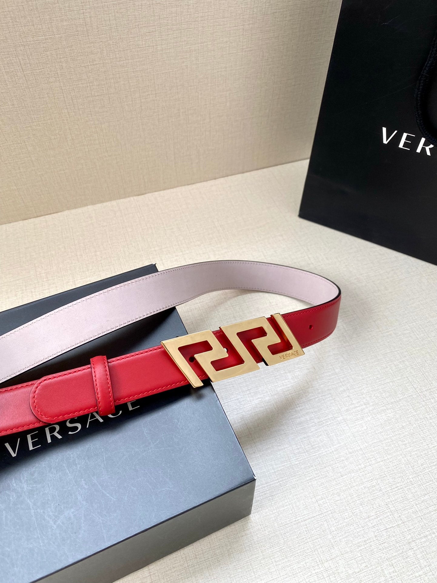 Versace Greca Buckle Leather Belt