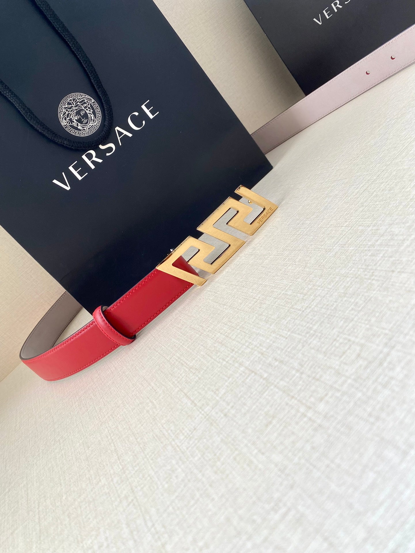Versace Greca Buckle Leather Belt