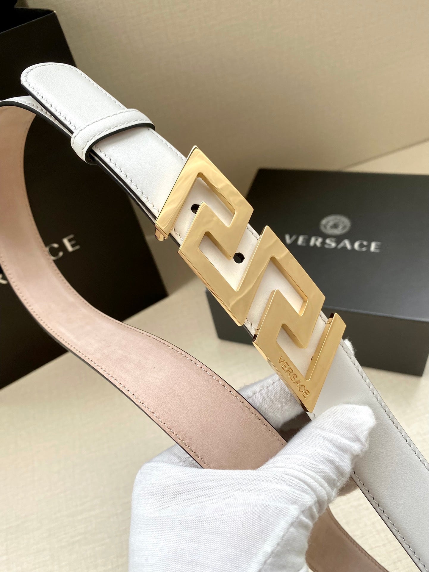 Versace Greca Buckle Leather Belt