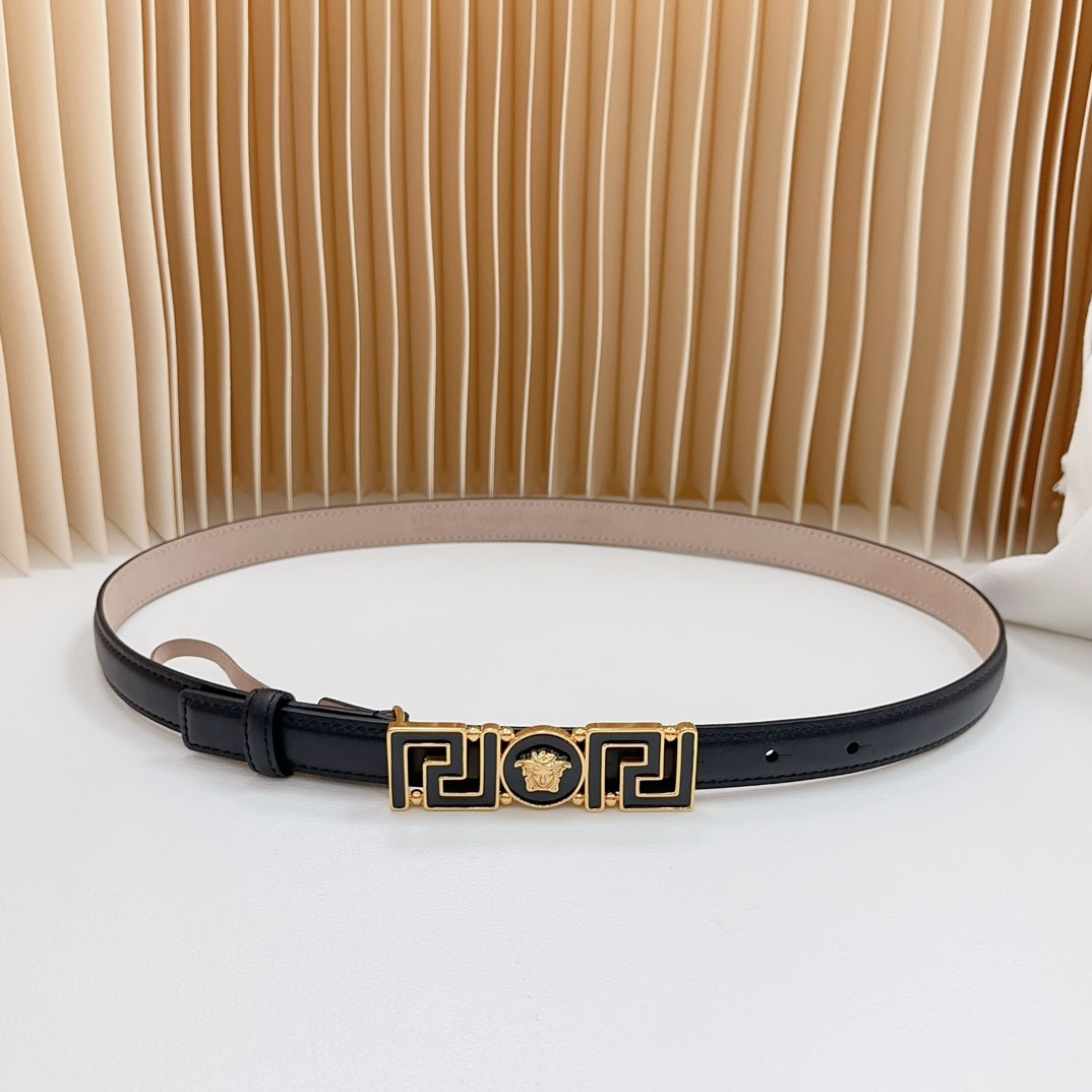 Versace Greca Medusa Enamel Buckle Leather Belt