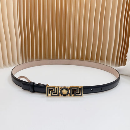 Versace Greca Medusa Enamel Buckle Leather Belt