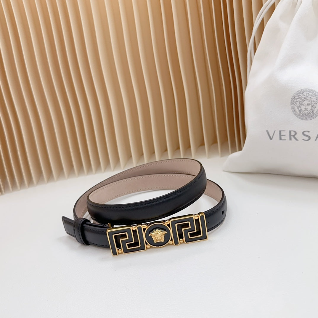 Versace Greca Medusa Enamel Buckle Leather Belt