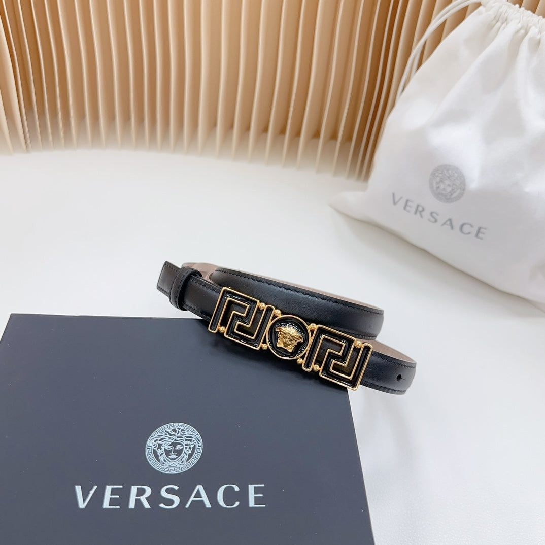 Versace Greca Medusa Enamel Buckle Leather Belt