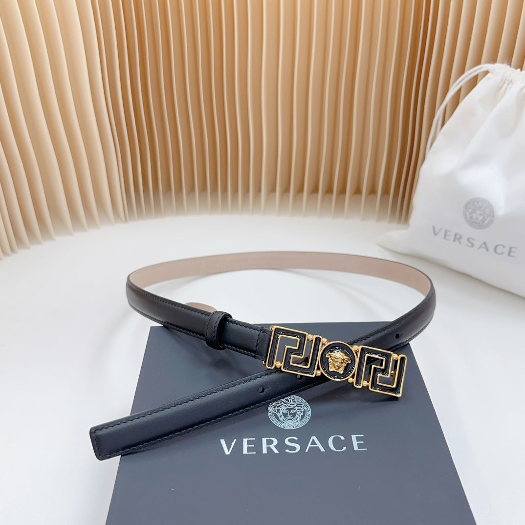 Versace Greca Medusa Enamel Buckle Leather Belt