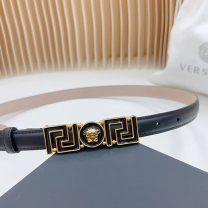 Versace Greca Medusa Enamel Buckle Leather Belt