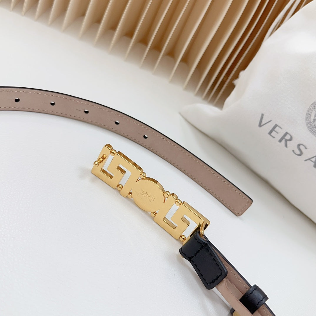 Versace Greca Medusa Enamel Buckle Leather Belt