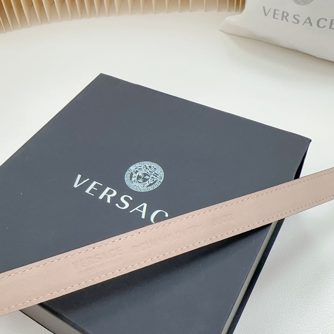 Versace Greca Medusa Enamel Buckle Leather Belt