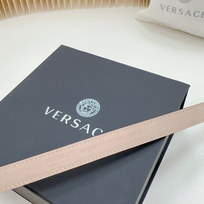 Versace Greca Medusa Enamel Buckle Leather Belt