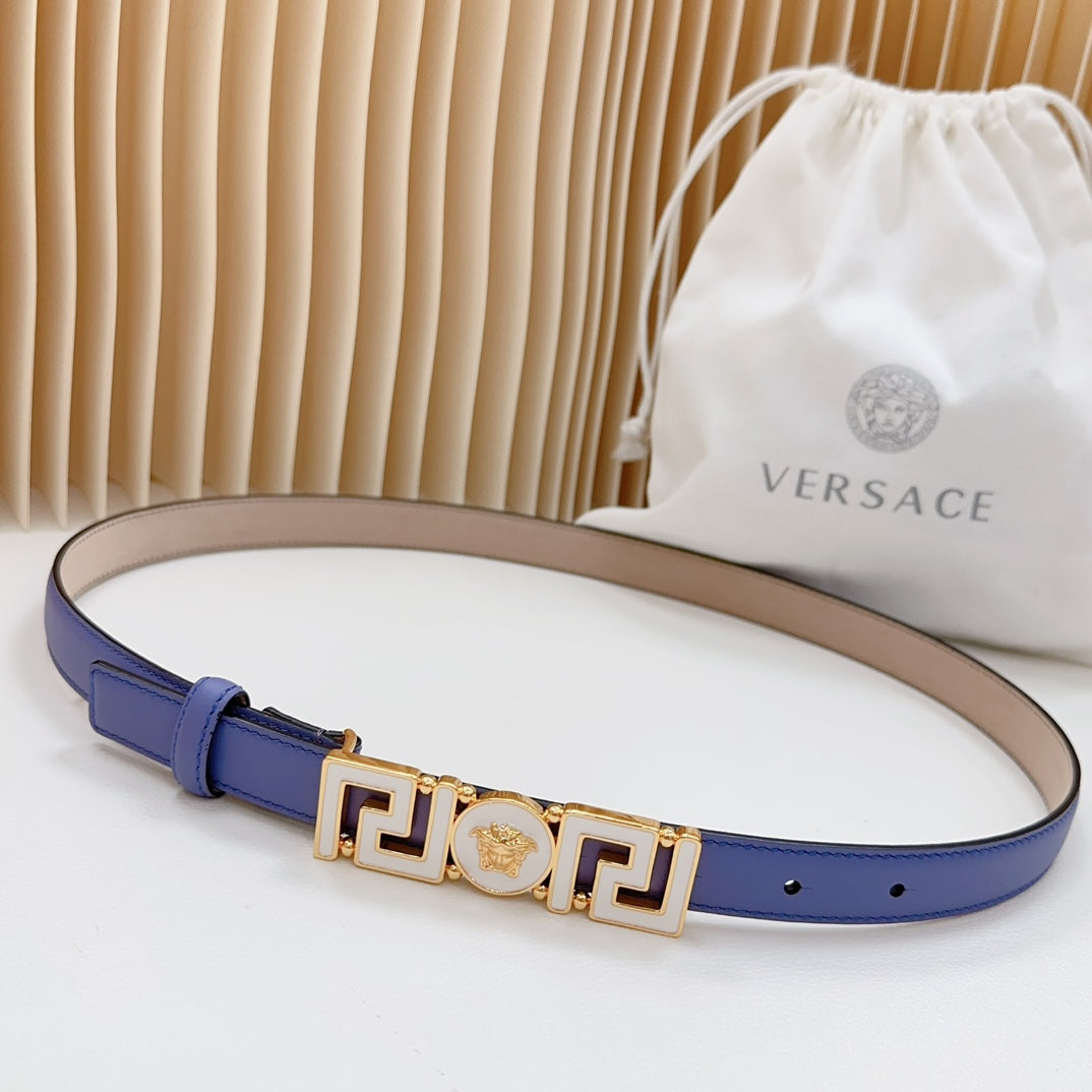 Versace Greca Medusa Enamel Buckle Leather Belt