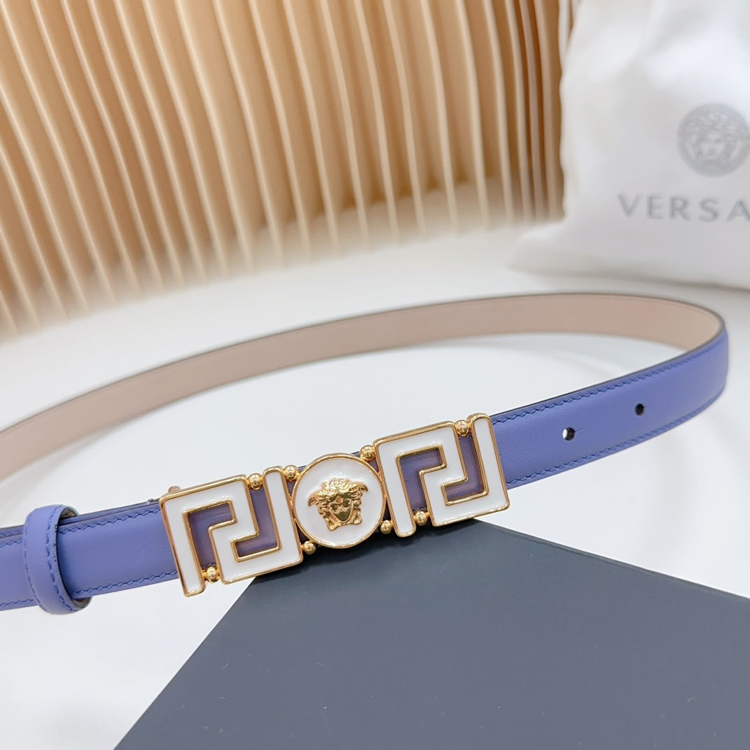 Versace Greca Medusa Enamel Buckle Leather Belt