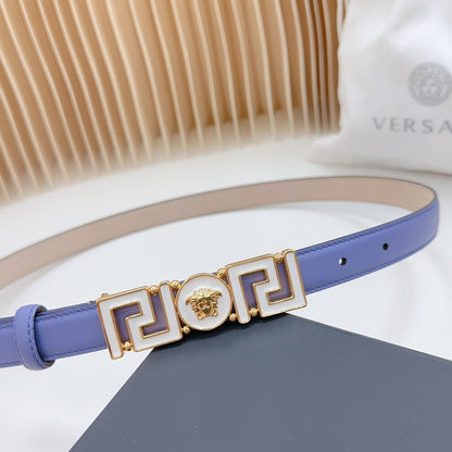 Versace Greca Medusa Enamel Buckle Leather Belt