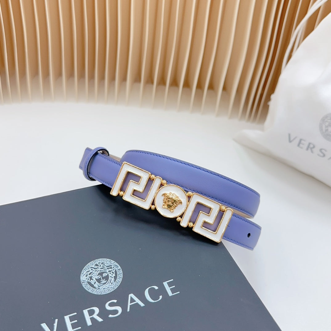 Versace Greca Medusa Enamel Buckle Leather Belt