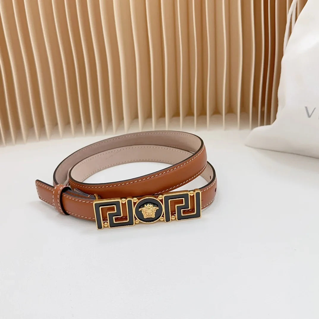 Versace Greca Medusa Enamel Buckle Leather Belt