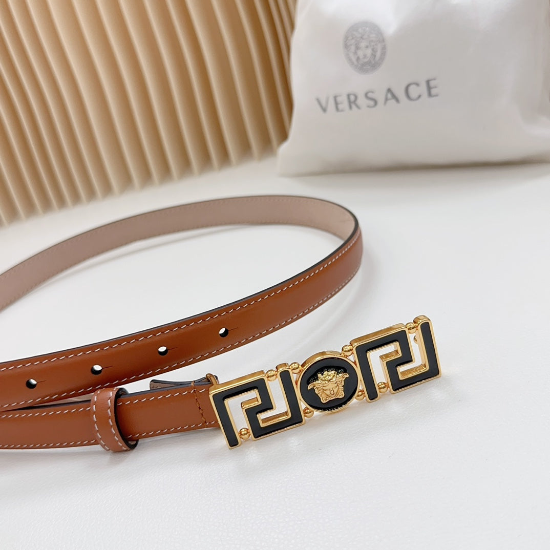 Versace Greca Medusa Enamel Buckle Leather Belt