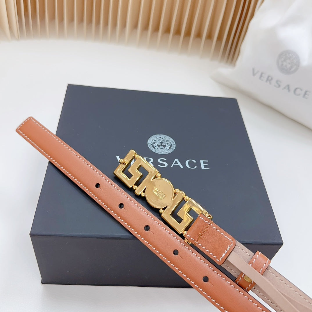 Versace Greca Medusa Enamel Buckle Leather Belt