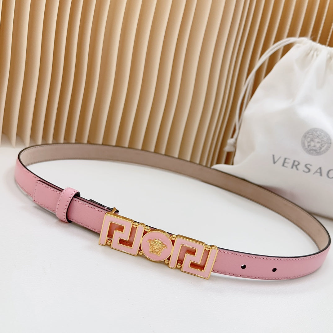 Versace Greca Medusa Enamel Buckle Leather Belt