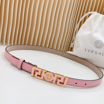 Versace Greca Medusa Enamel Buckle Leather Belt