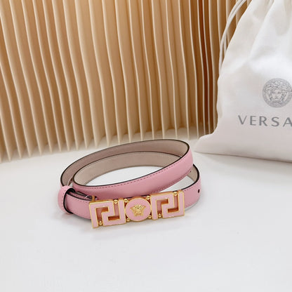 Versace Greca Medusa Enamel Buckle Leather Belt