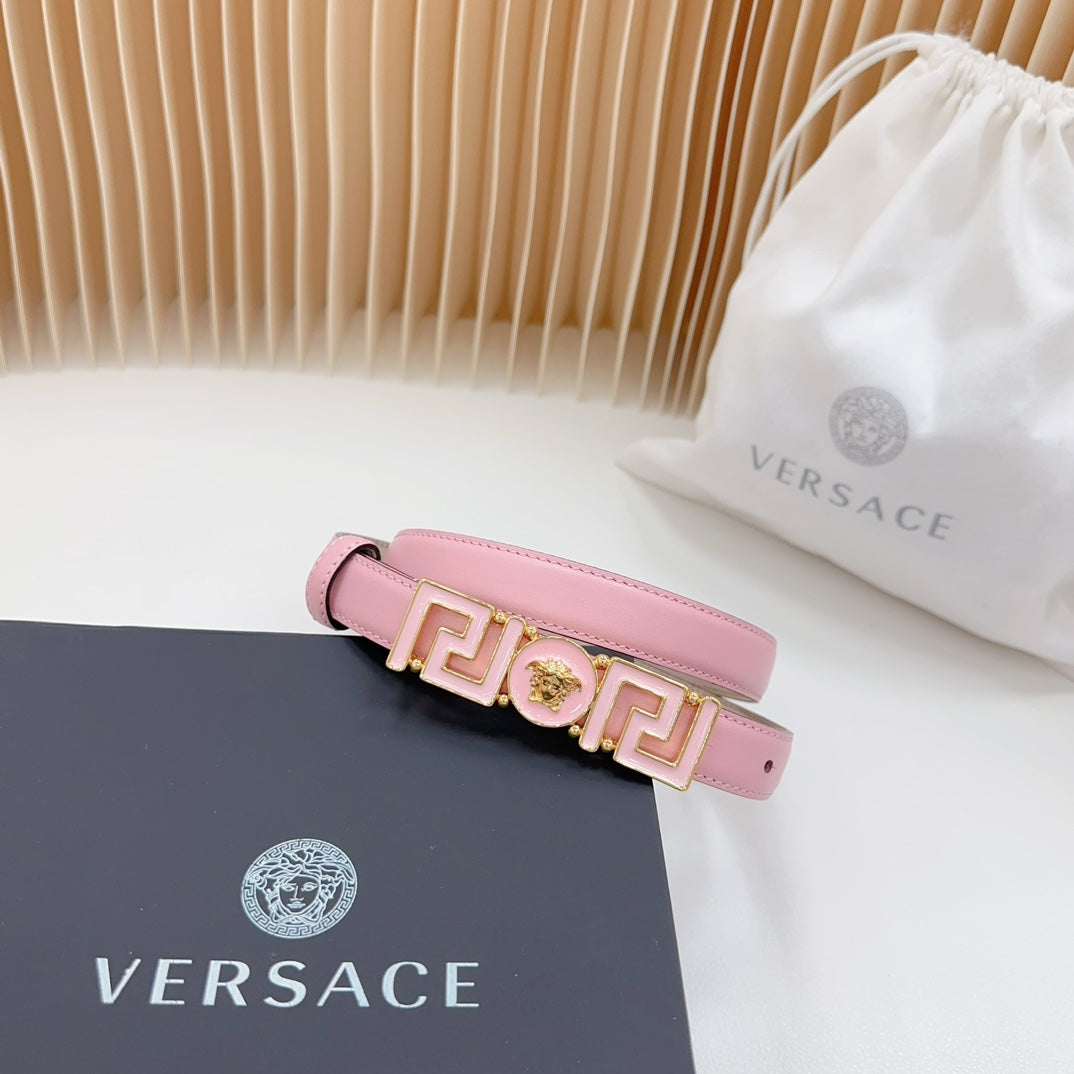 Versace Greca Medusa Enamel Buckle Leather Belt