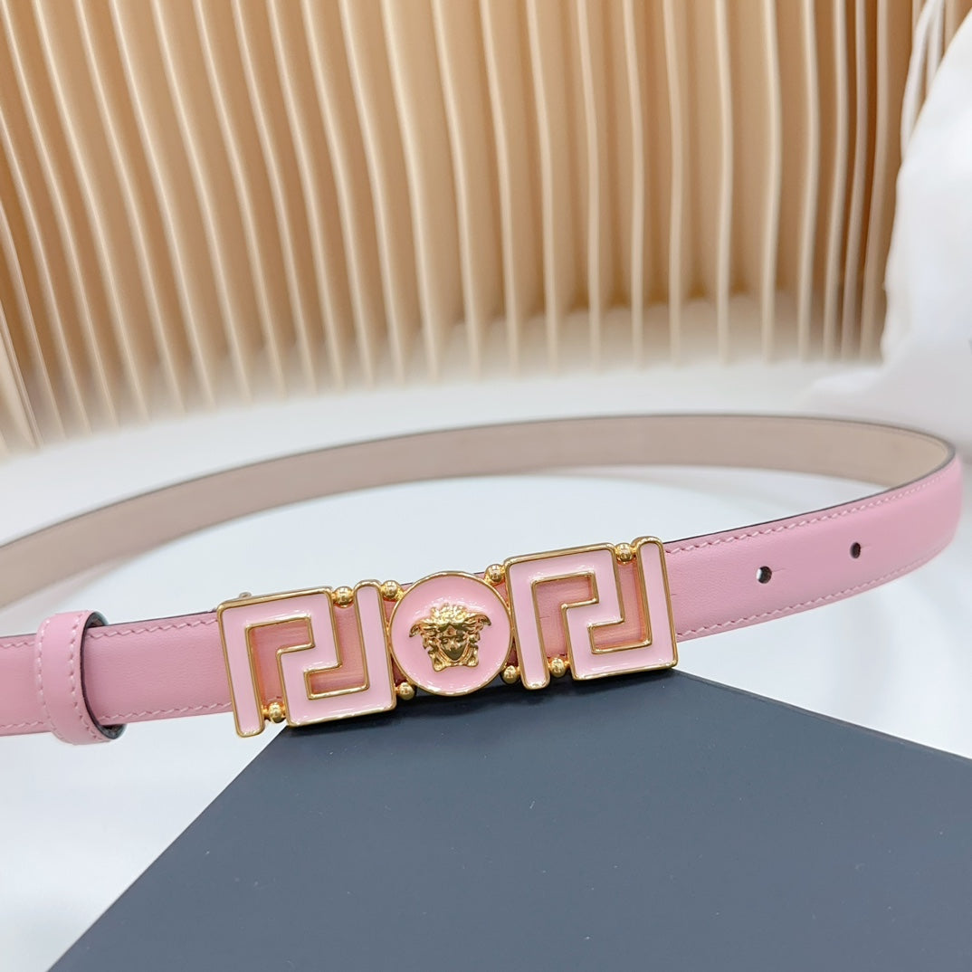 Versace Greca Medusa Enamel Buckle Leather Belt