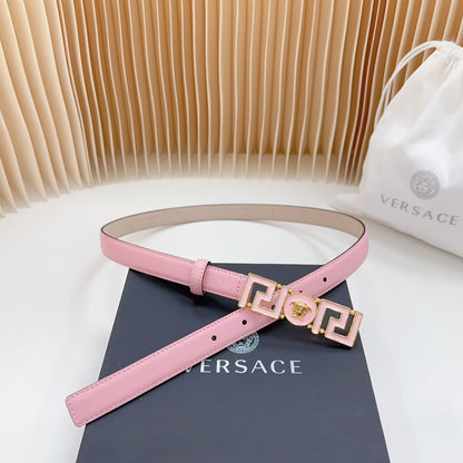 Versace Greca Medusa Enamel Buckle Leather Belt