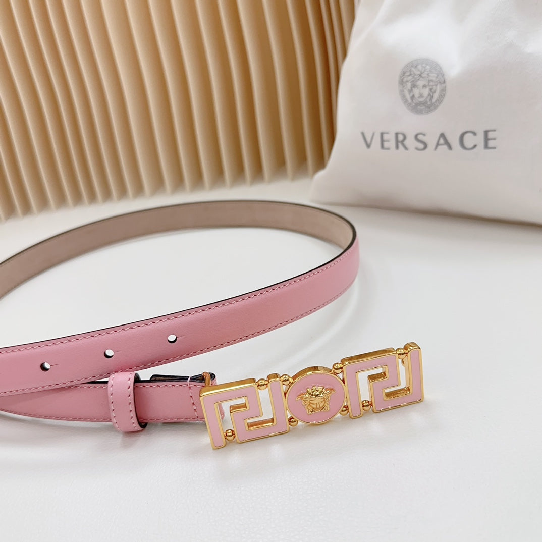 Versace Greca Medusa Enamel Buckle Leather Belt