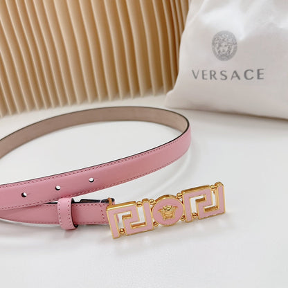 Versace Greca Medusa Enamel Buckle Leather Belt
