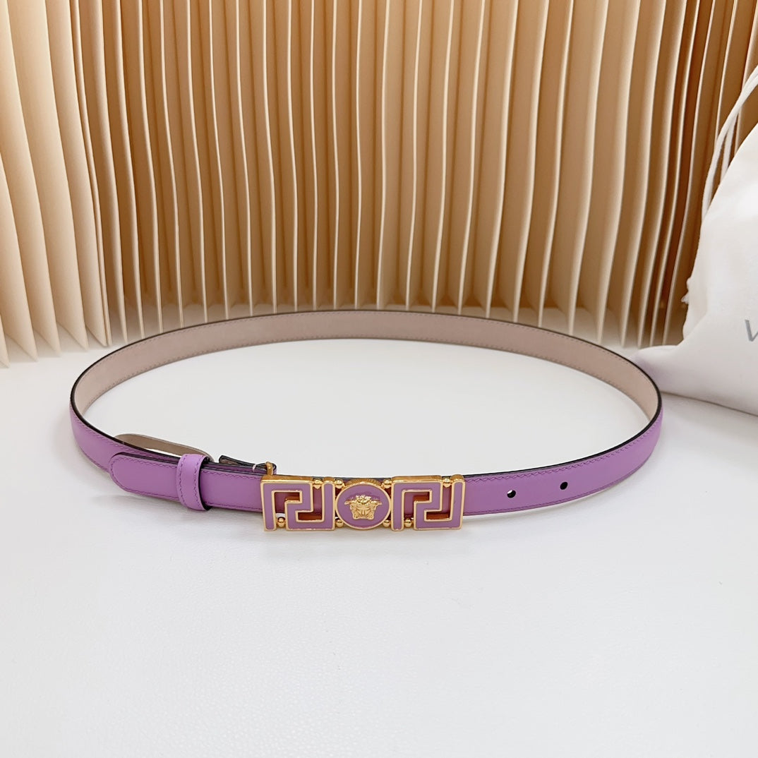 Versace Greca Medusa Enamel Buckle Leather Belt