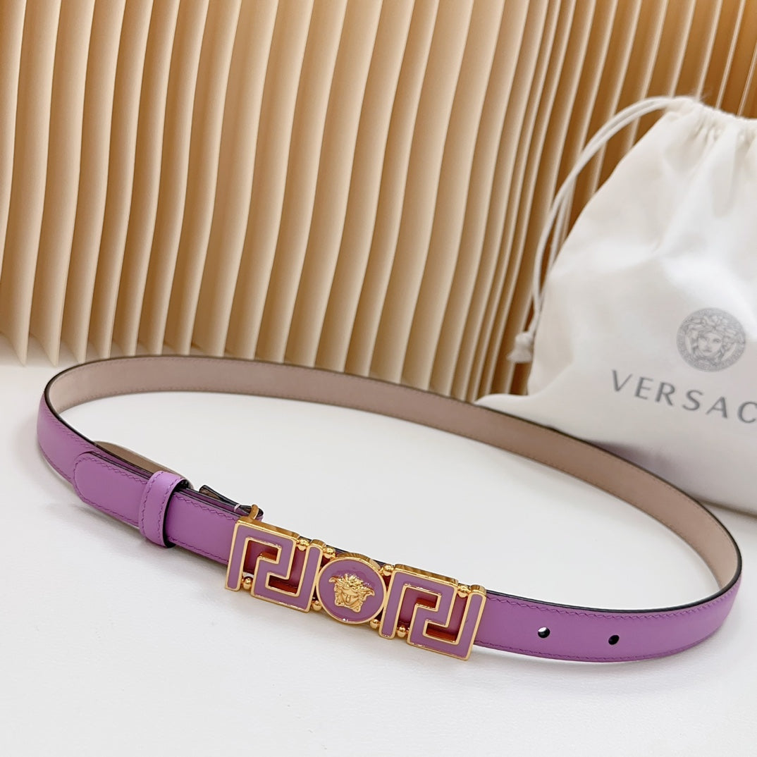 Versace Greca Medusa Enamel Buckle Leather Belt
