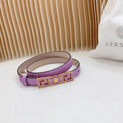 Versace Greca Medusa Enamel Buckle Leather Belt