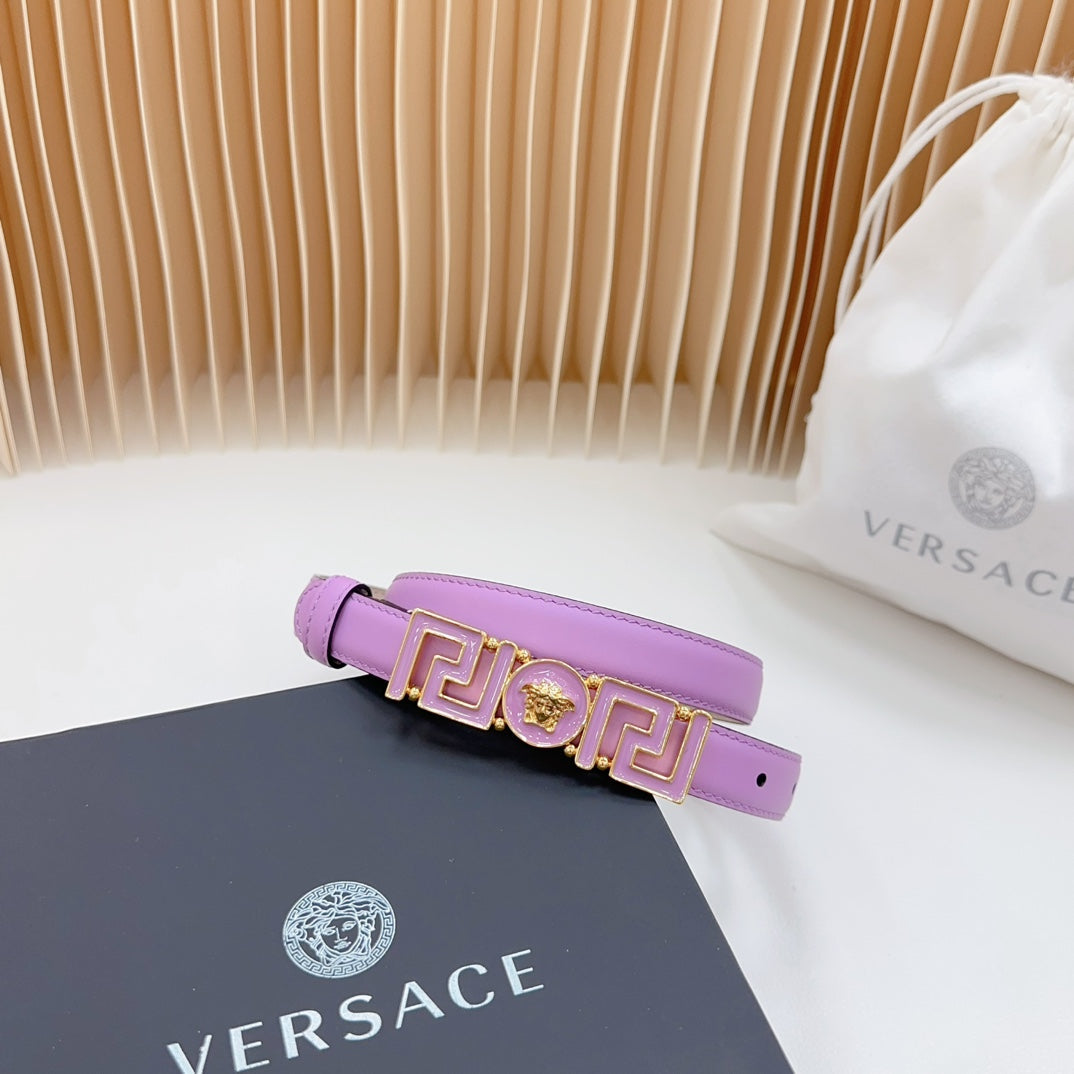 Versace Greca Medusa Enamel Buckle Leather Belt