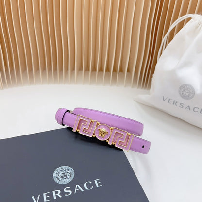 Versace Greca Medusa Enamel Buckle Leather Belt